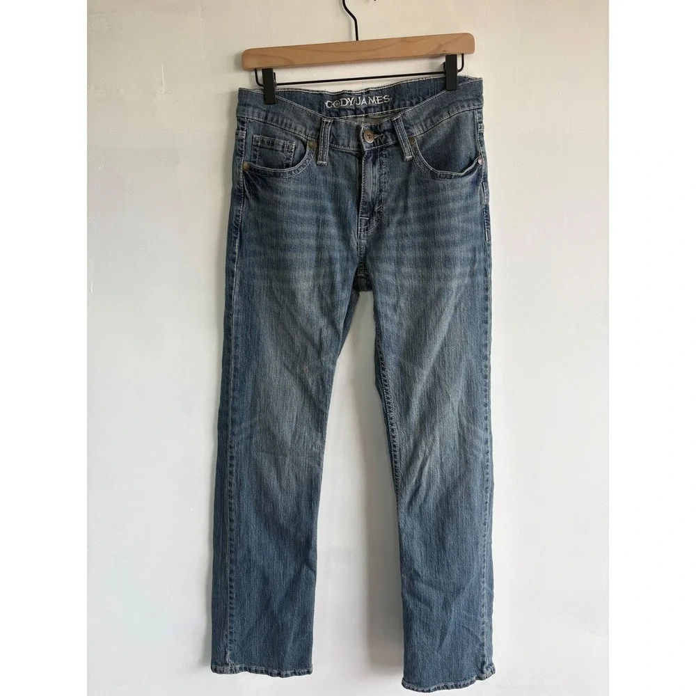 Cody James Mens Medium Wash Straight Leg Denim Jeans 29x32 Western Thick Stitch